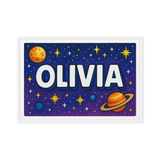 Olivia Name Art - Space Explorers personalized wall print for kids
