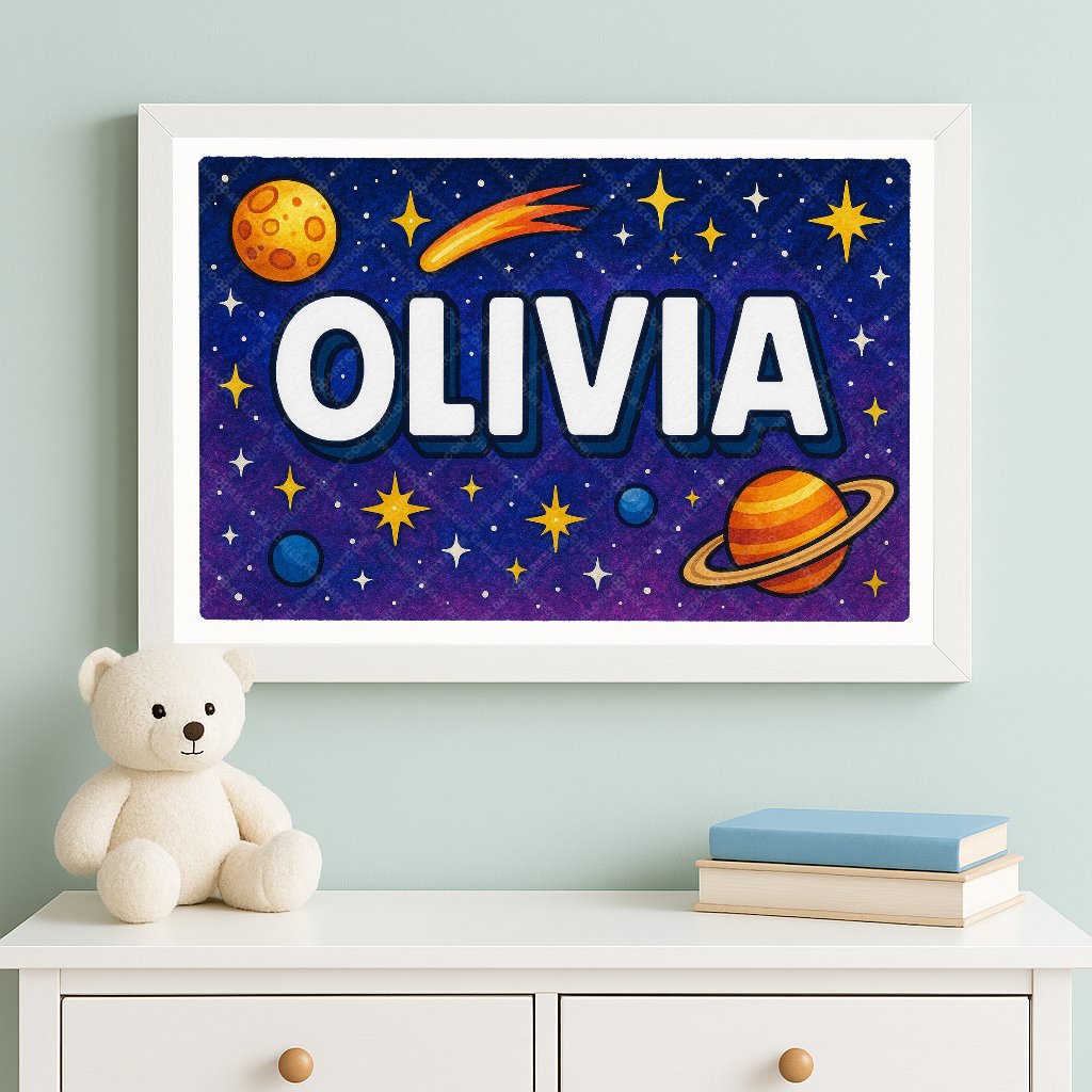 Personalized space name art for Olivia