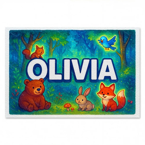 Olivia Personalized Forest Friends Art
