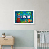 Olivia Name Art - Forest Friends personalized wall print for kids