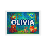 Olivia Name Art - Forest Friends personalized wall print for kids
