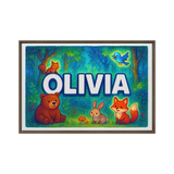 Olivia Name Art - Forest Friends personalized wall print for kids