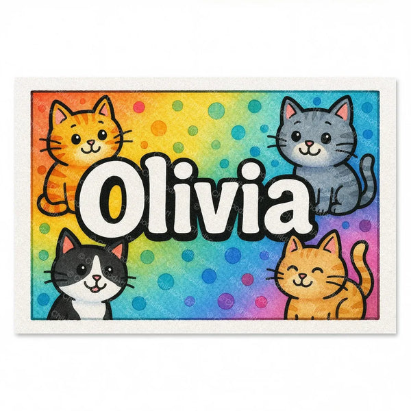 Olivia Colorful Cats Name Art