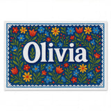 Olivia Name Art - Floral Farmhouse personalized wall print for kids