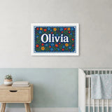 Olivia Name Art - Floral Farmhouse personalized wall print for kids