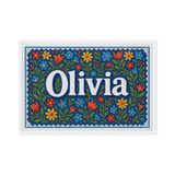 Olivia Name Art - Floral Farmhouse personalized wall print for kids