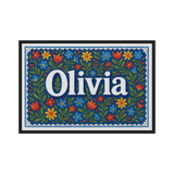 Olivia Name Art - Floral Farmhouse personalized wall print for kids