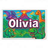 Olivia Name Art - Dinosaur Adventure personalized wall print for kids