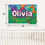 Olivia Name Art - Dinosaur Adventure personalized wall print for kids