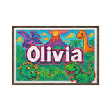 Olivia Name Art - Dinosaur Adventure personalized wall print for kids