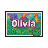 Olivia Name Art - Dinosaur Adventure personalized wall print for kids