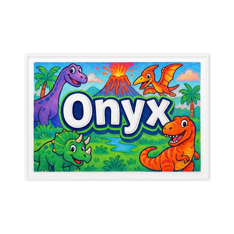 Onyx Name Art - Dinosaur Adventure personalized wall print for kids