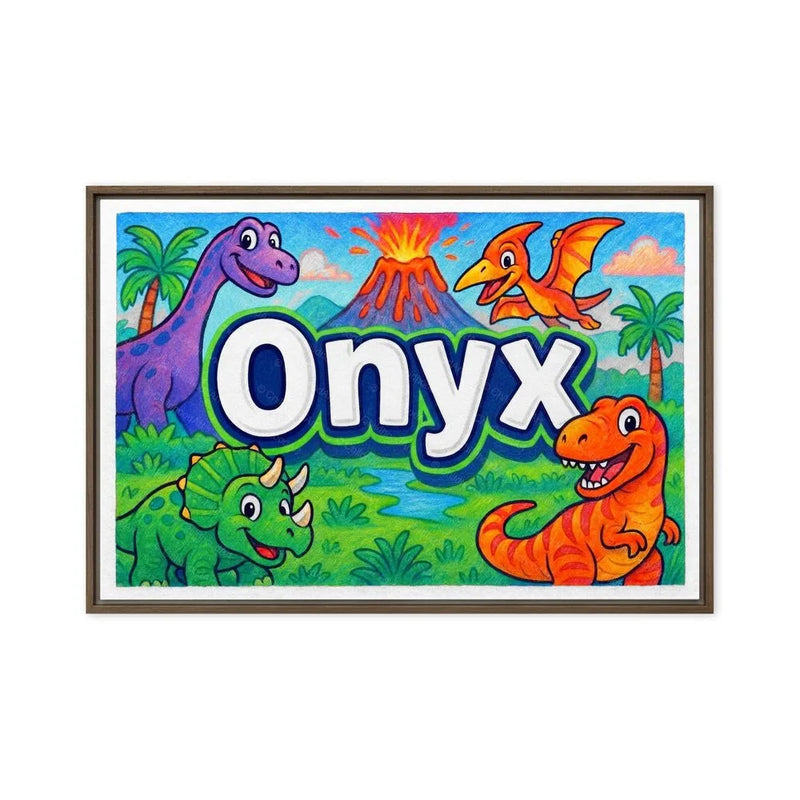Onyx Name Art - Dinosaur Adventure personalized wall print for kids