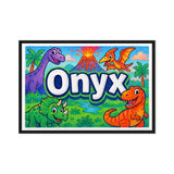 Onyx Name Art - Dinosaur Adventure personalized wall print for kids