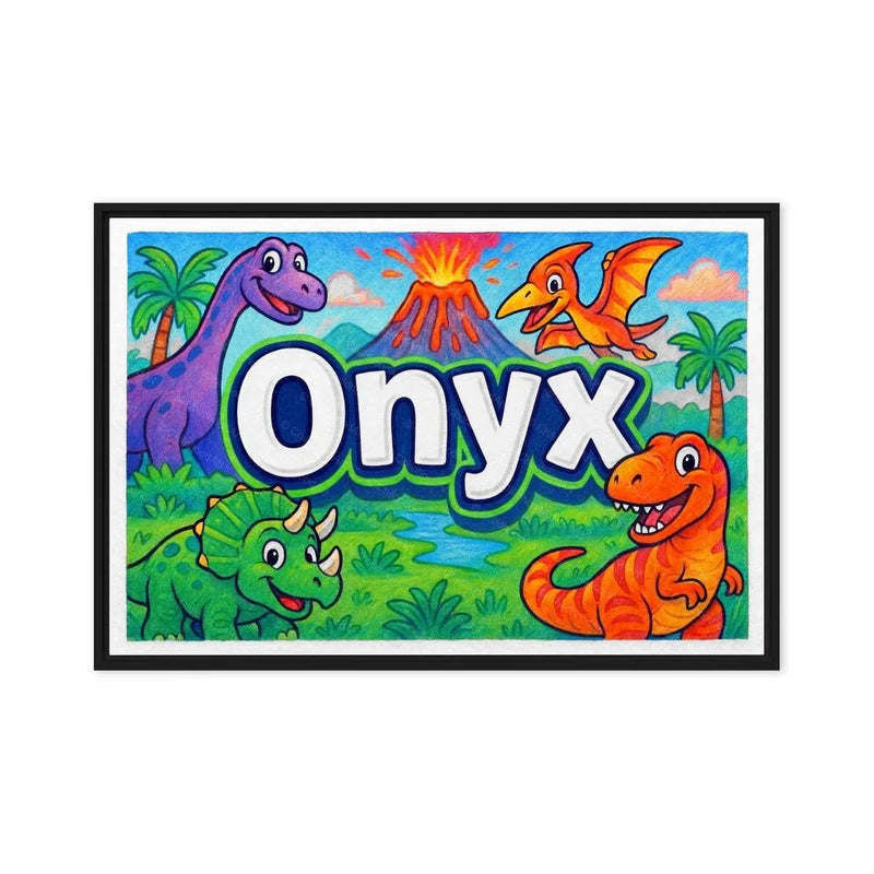 Onyx Name Art - Dinosaur Adventure personalized wall print for kids