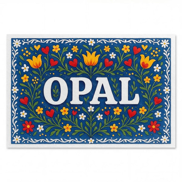 Personalized Opal name art print in the Floral farmhouse style