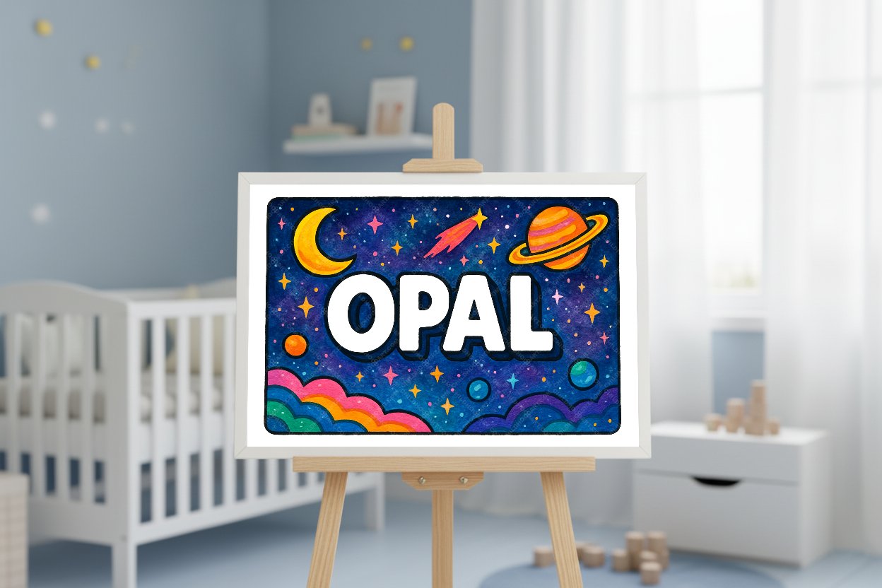 Personalized space name art for Opal