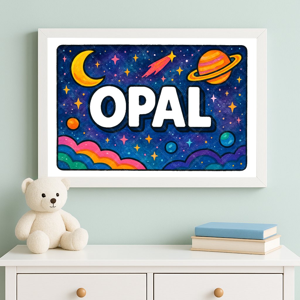 Personalized space name art for Opal