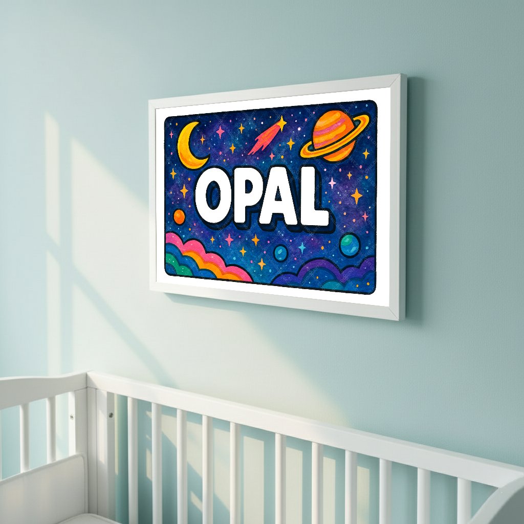 Personalized space name art for Opal