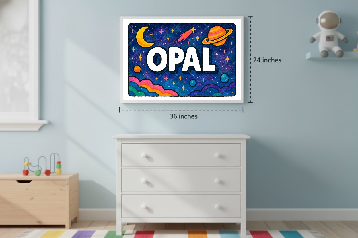 Personalized space name art for Opal
