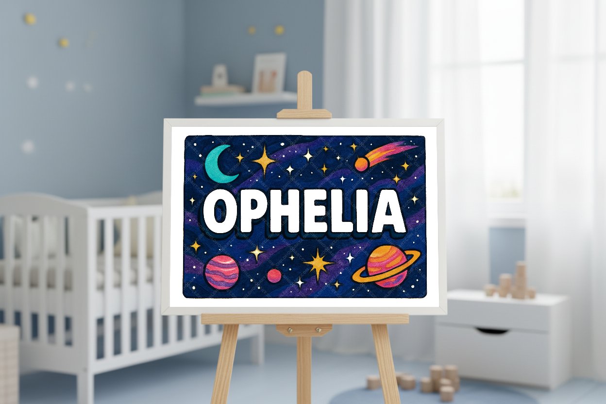 Personalized space name art for Ophelia