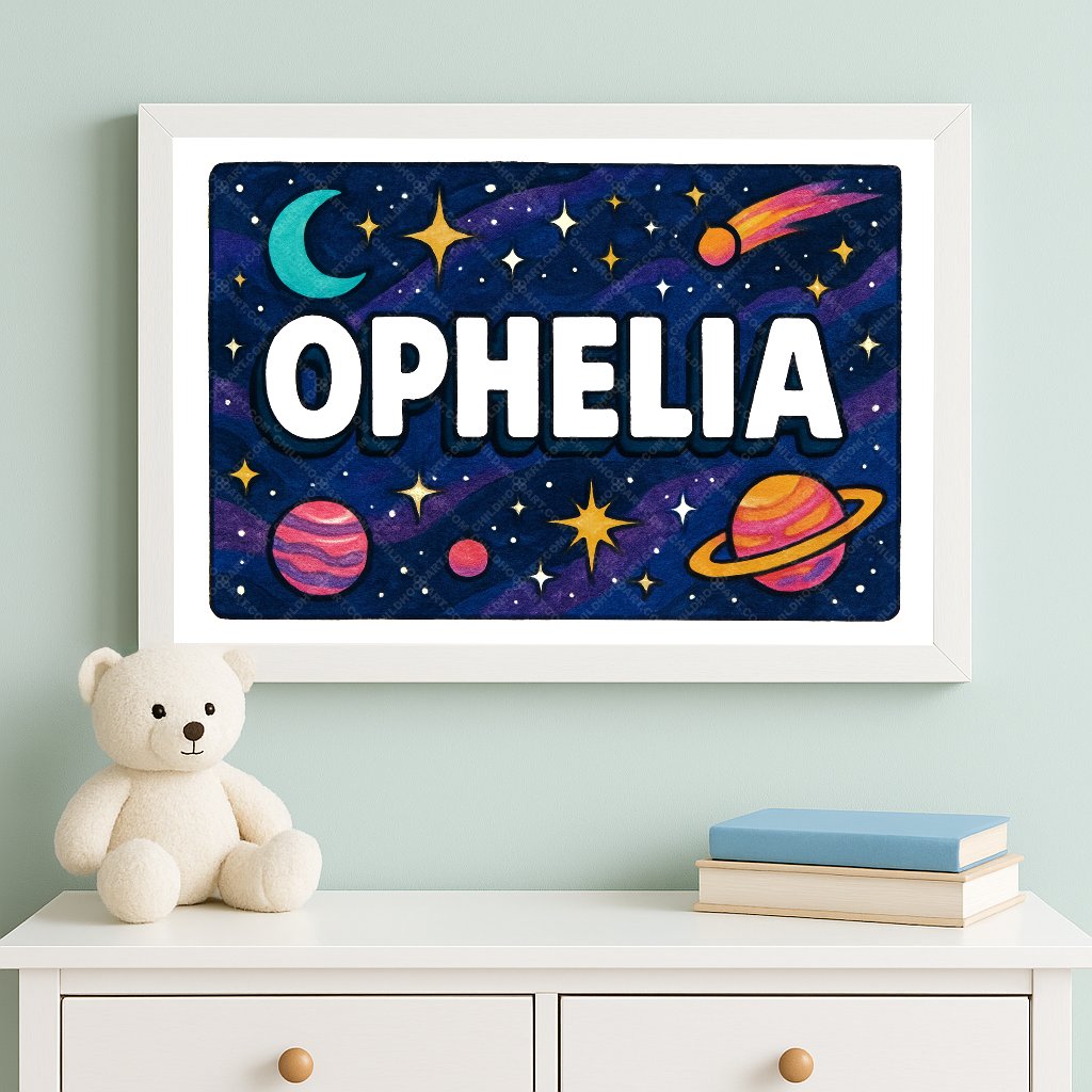 Personalized space name art for Ophelia