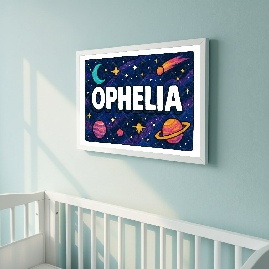 Personalized space name art for Ophelia