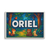 Oriel Name Art - Forest Friends personalized wall print for kids