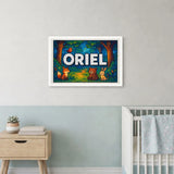 Oriel Name Art - Forest Friends personalized wall print for kids