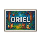 Oriel Name Art - Forest Friends personalized wall print for kids