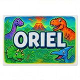 Oriel Name Art - Dinosaur Adventure personalized wall print for kids