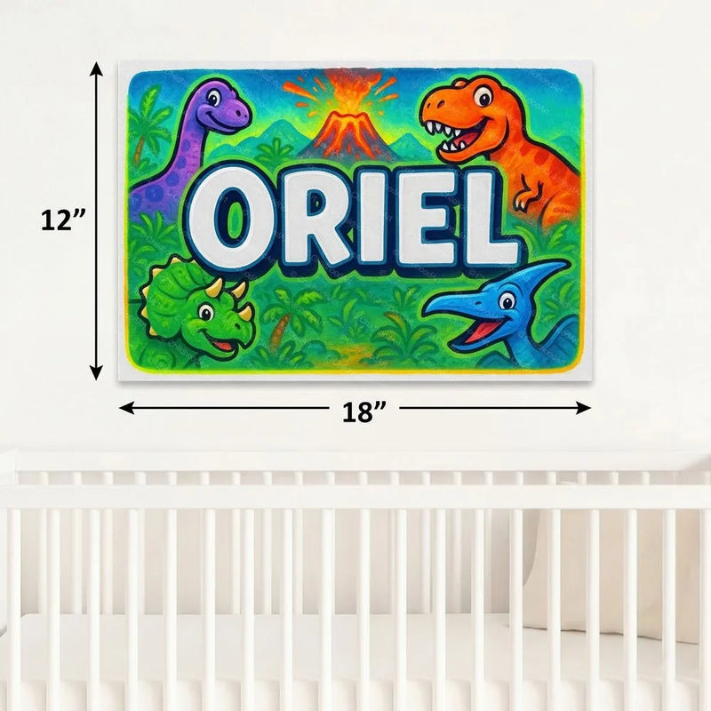 Oriel Name Art - Dinosaur Adventure personalized wall print for kids