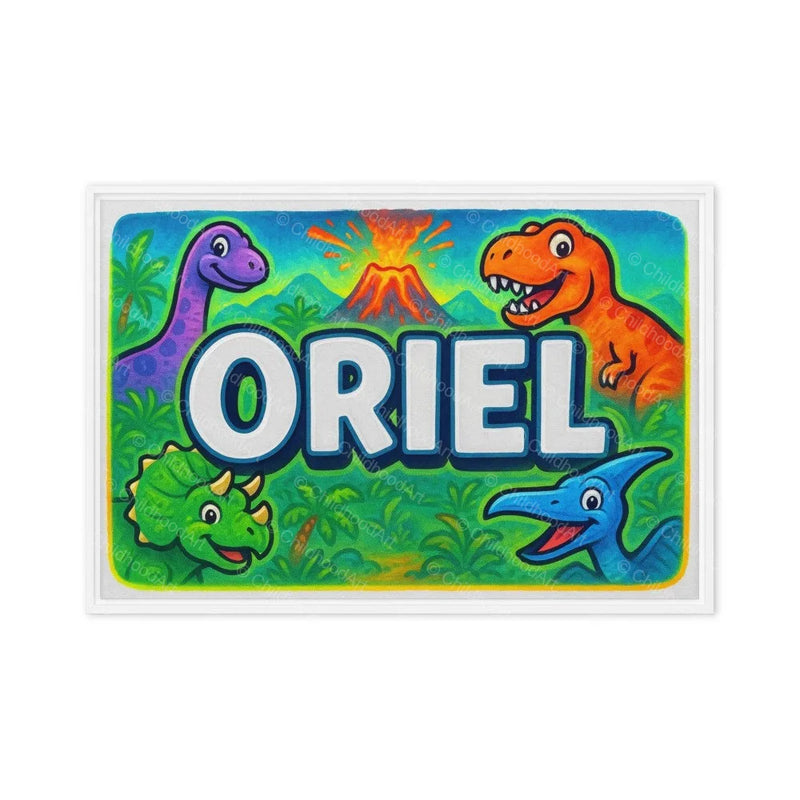 Oriel Name Art - Dinosaur Adventure personalized wall print for kids