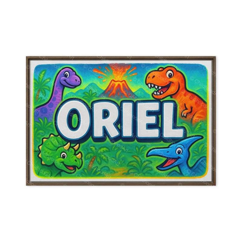 Oriel Name Art - Dinosaur Adventure personalized wall print for kids