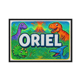Oriel Name Art - Dinosaur Adventure personalized wall print for kids