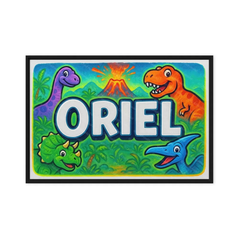 Oriel Name Art - Dinosaur Adventure personalized wall print for kids