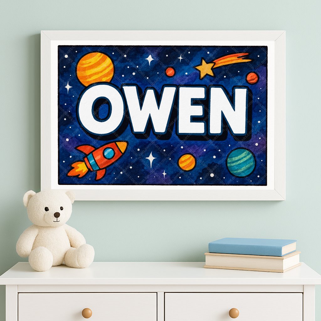 Personalized space name art for Owen