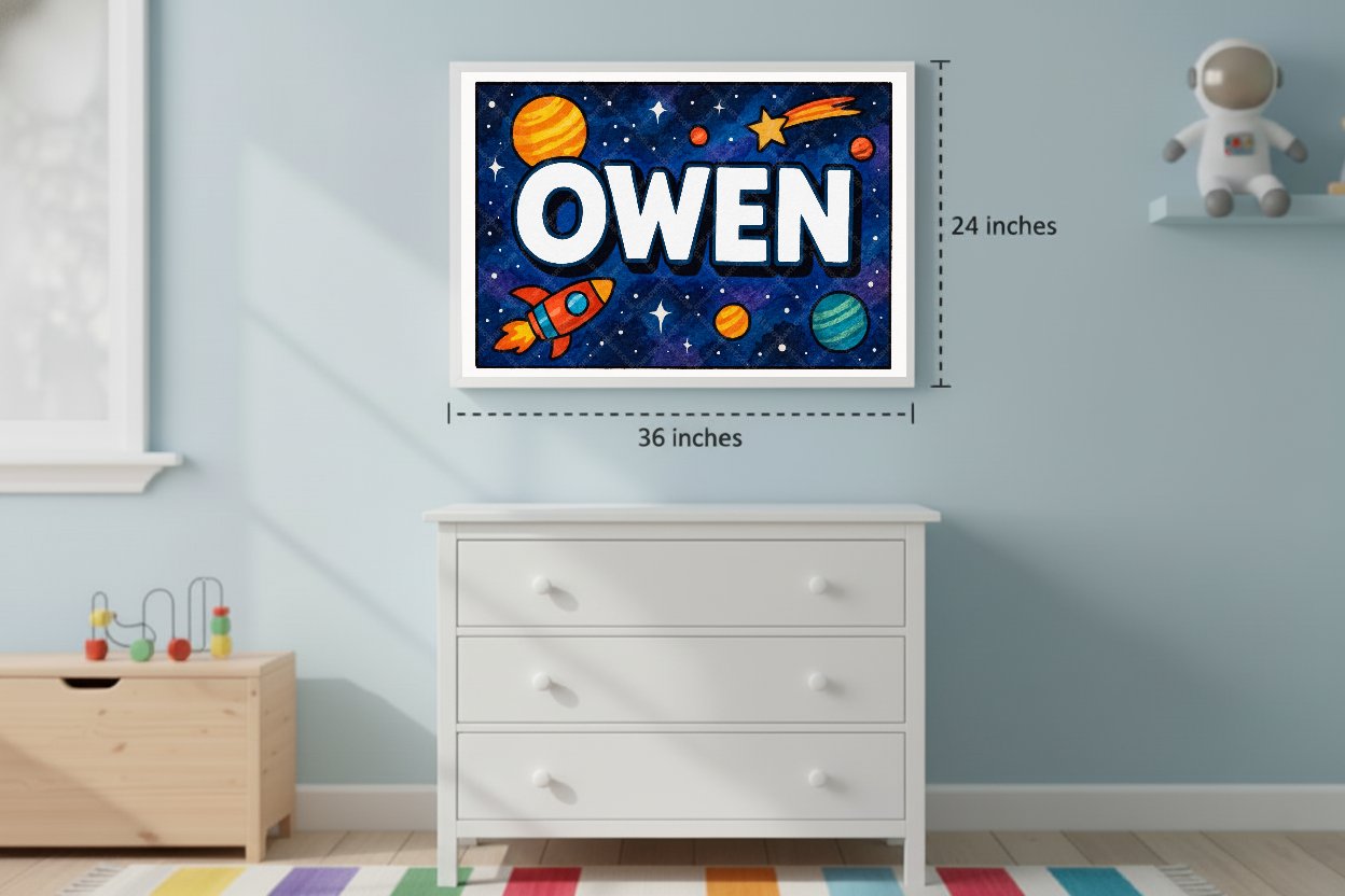 Personalized space name art for Owen