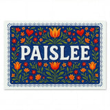 Paislee Name Art - Floral Farmhouse personalized wall print for kids