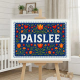 Paislee Name Art - Floral Farmhouse personalized wall print for kids
