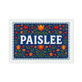 Paislee Name Art - Floral Farmhouse personalized wall print for kids