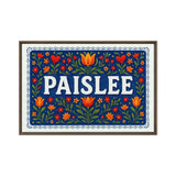 Paislee Name Art - Floral Farmhouse personalized wall print for kids