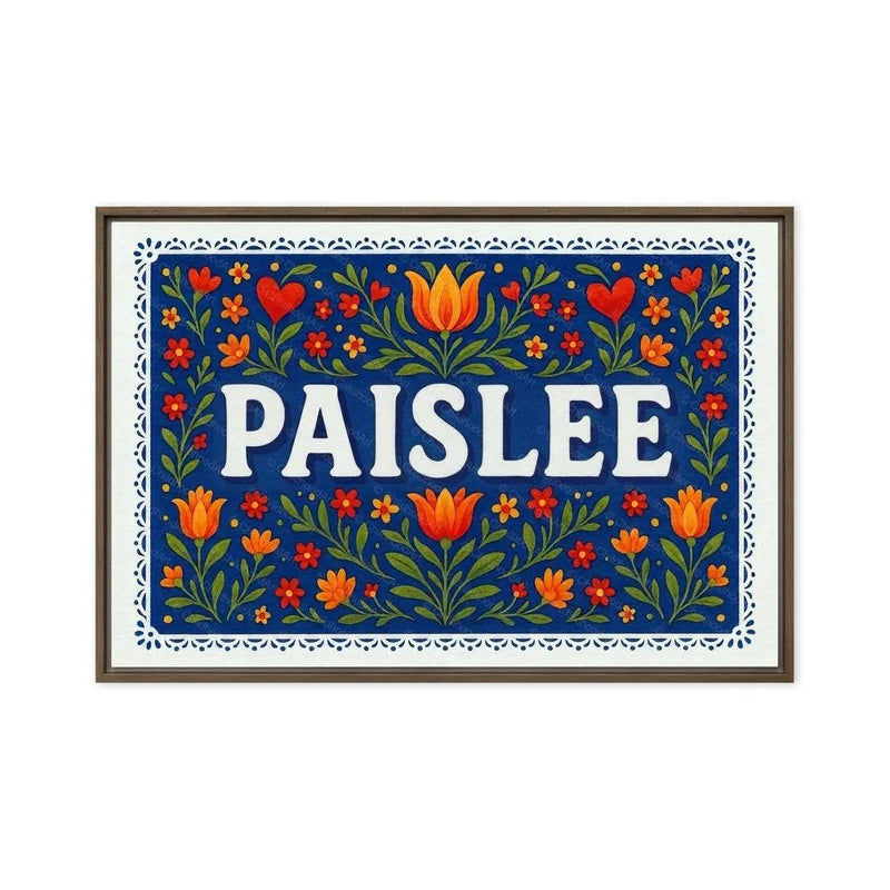 Paislee Name Art - Floral Farmhouse personalized wall print for kids