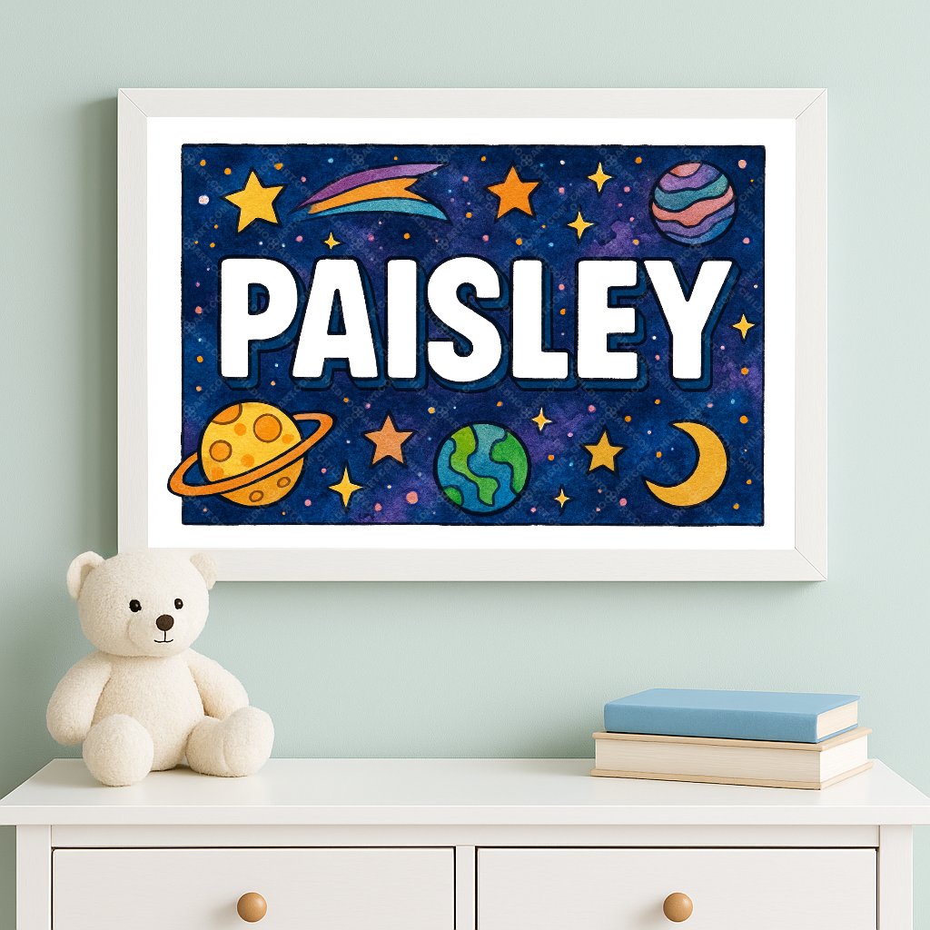 Personalized space name art for Paisley