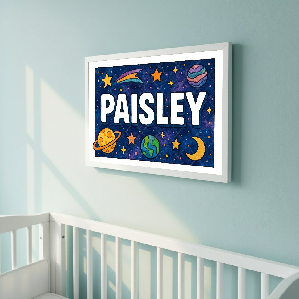 Personalized space name art for Paisley