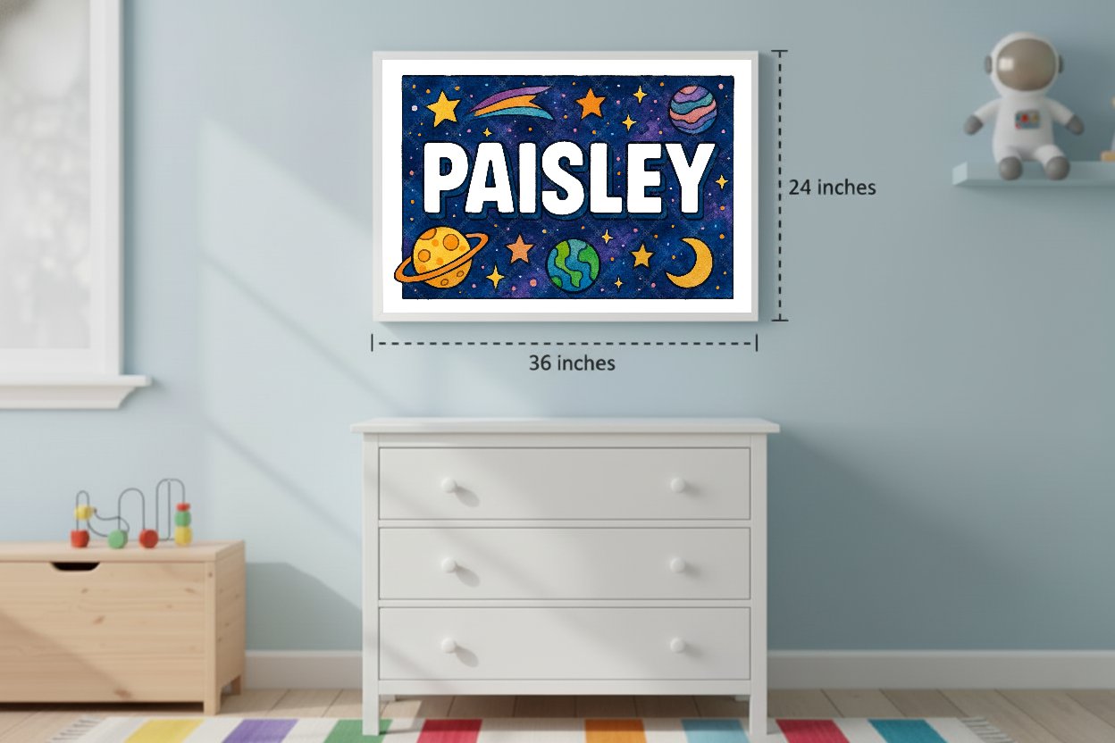 Personalized space name art for Paisley