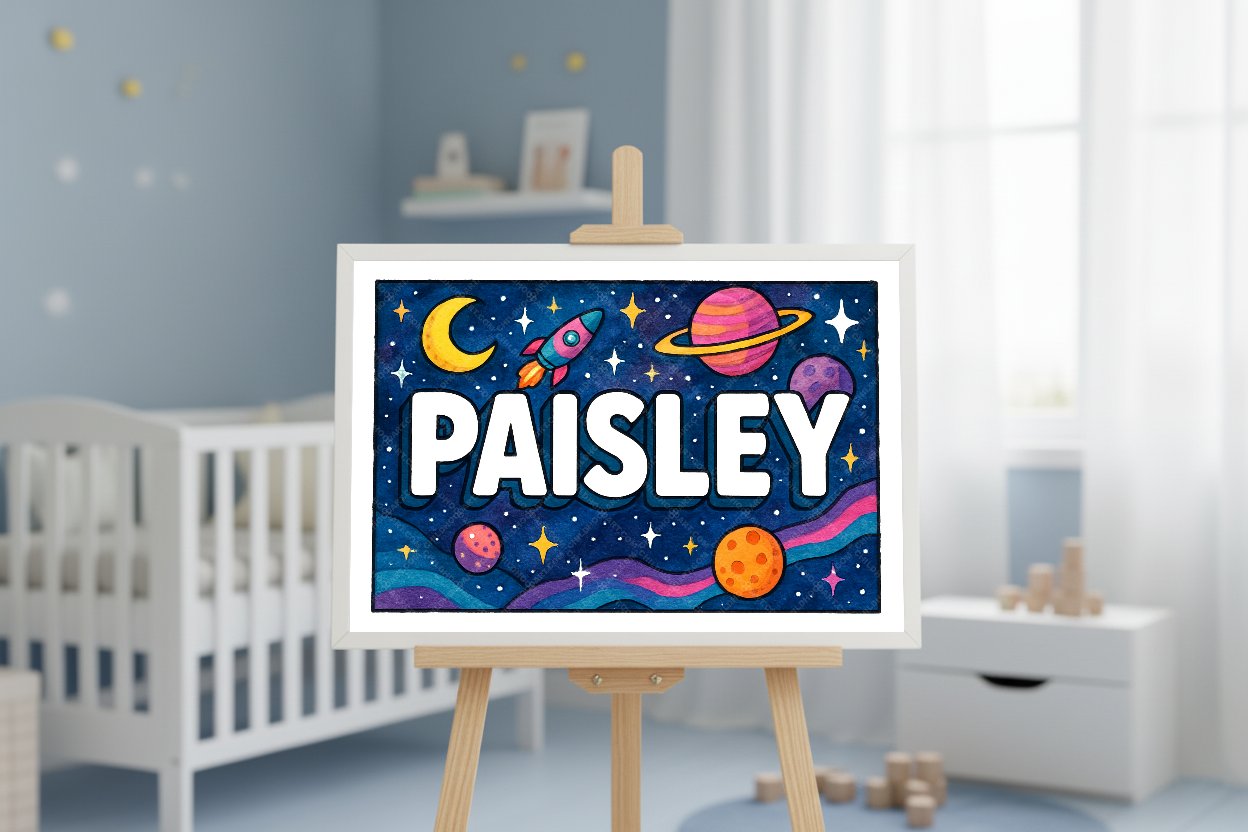 Personalized space name art for Paisley