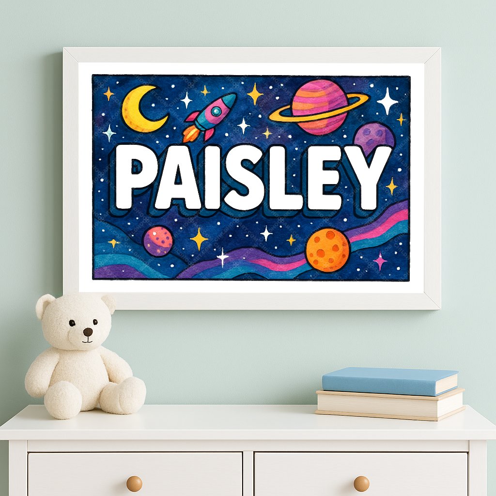 Personalized space name art for Paisley