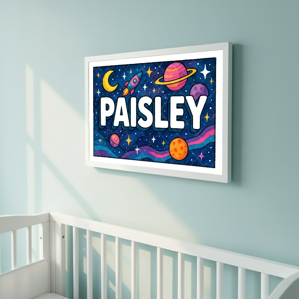 Personalized space name art for Paisley