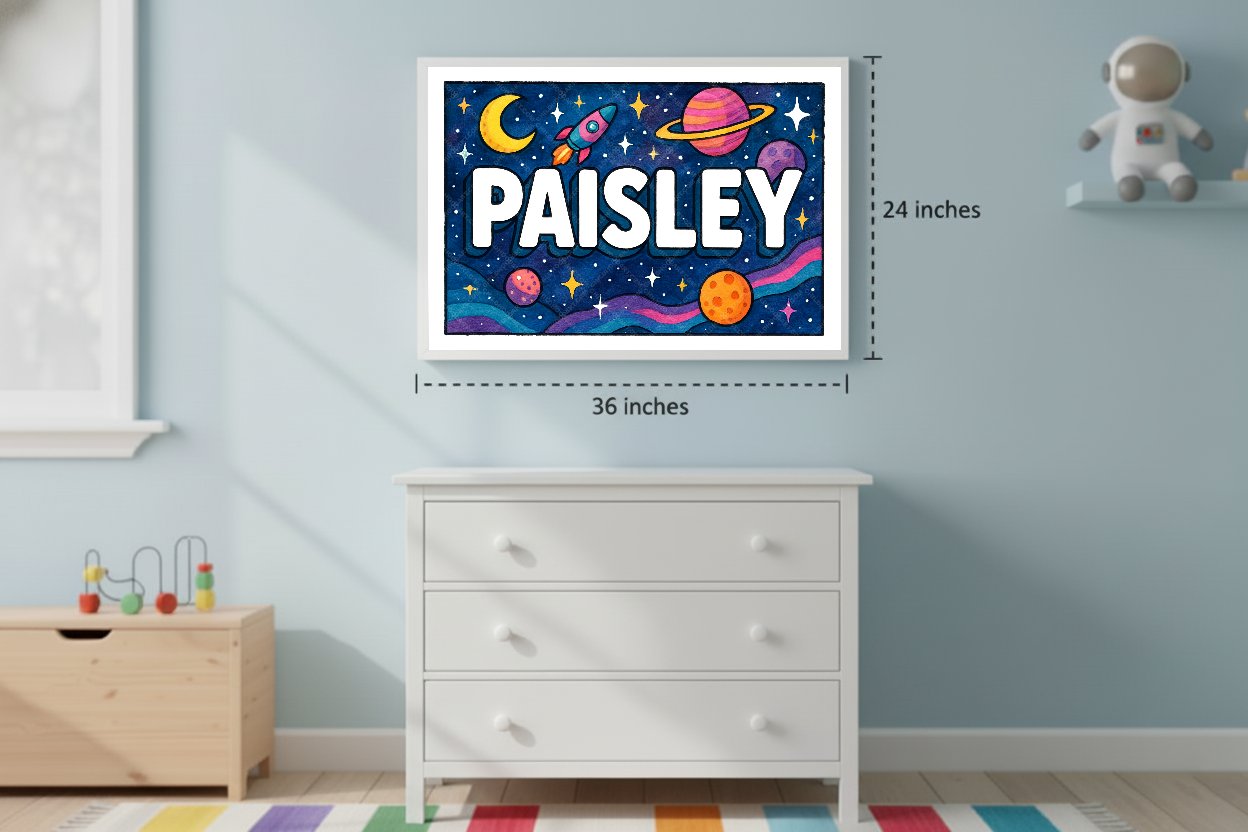 Personalized space name art for Paisley